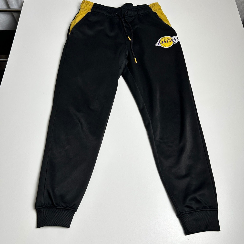 NBA Ultra Game Los Angeles Lakers Mens Joggers Black Yellow Fleece Lined Size M